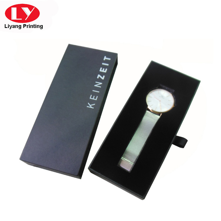 Cardboard Drawer Slide Leather Watch Box Packaging