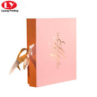 Pink Folding Magnetic Closure Gift Box with Ribbon