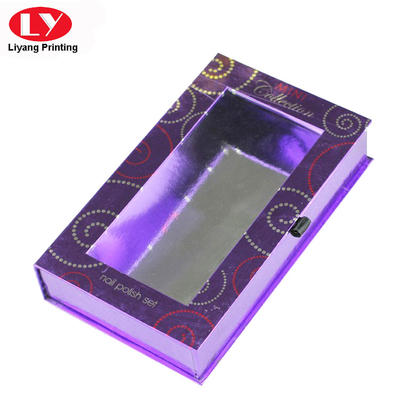 Purple Magnetic Box Nail Polish Packaging with Clear Window