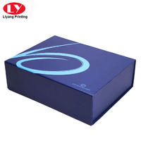 Navy blue flat folding gift boxes with double tapes