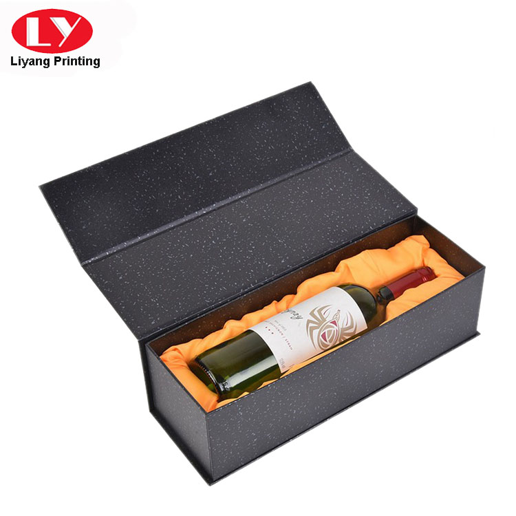 Single Bottle Luxury Wine Cardboard Box with Satin Foam Insert