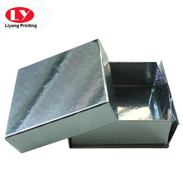Newly design square silver foldable gift box with foldable base