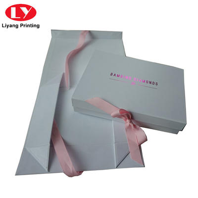 Custom Collapsible Rigid White Cardboard Flat Folding Paper Gift Box