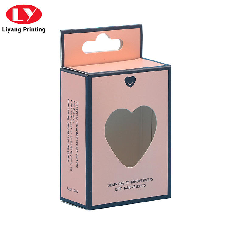 Custom Ivory Board Color Printed Paper Cosmetic Packaging Box with Hanger Tab