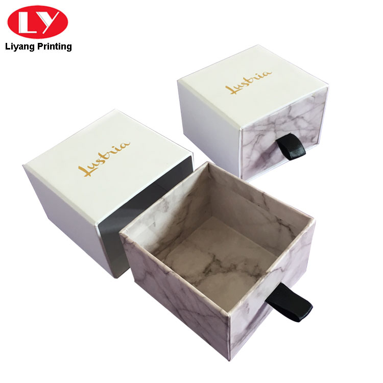Paper Packaging Drawer Jewelry Box Marble Print Box