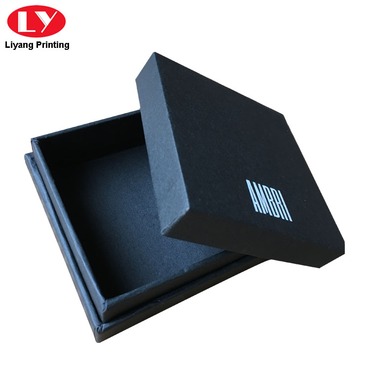 Small Black Box Packaging with Custom White Logo Hot Stamping