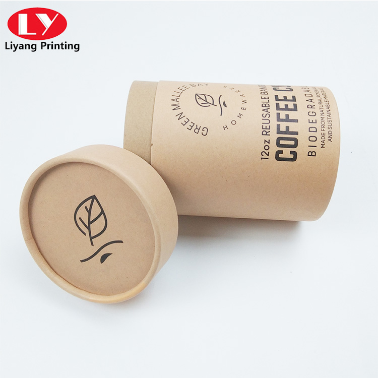 Round paper box printed logo kraft paper packaging gift box for coffee and tea