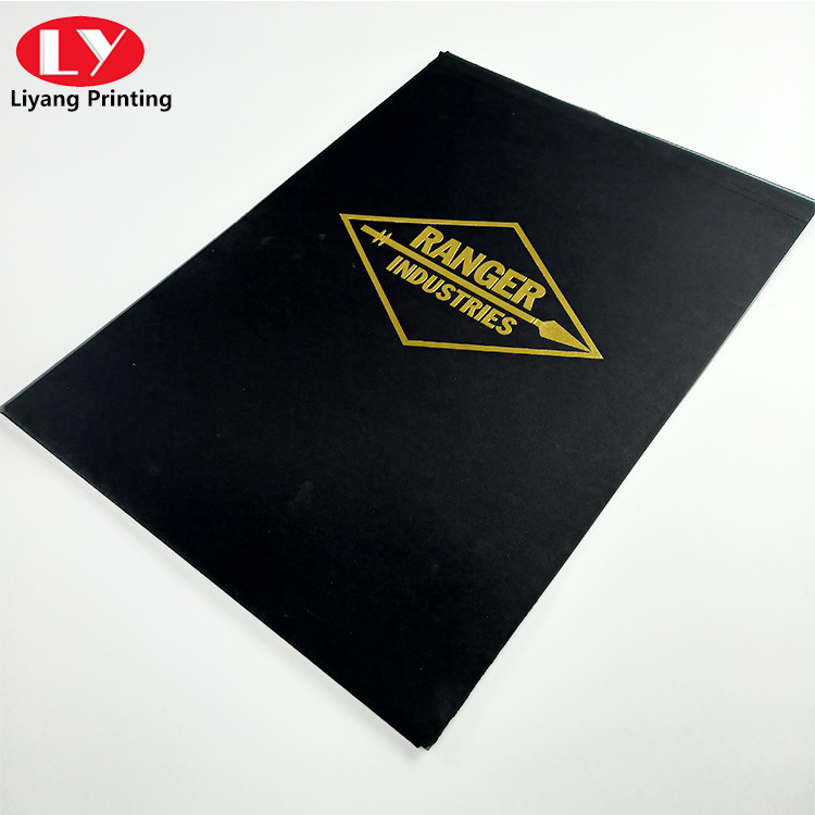 Custom office A4 file folder printing gold foil logo