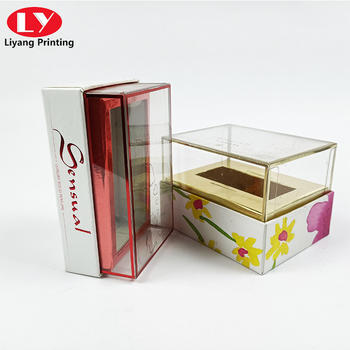 creative design small candle packaging box lipstick gift with clear lid perfume box
